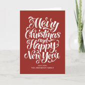Vrolijk Kerstmis Moderne Kalligrafie Rood Feestdagen Kaart (Voorkant)