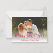 Vrolijk Kerstmis Moderne Kalligrafie Vakantie Foto Notitiekaartje (Voorkant)