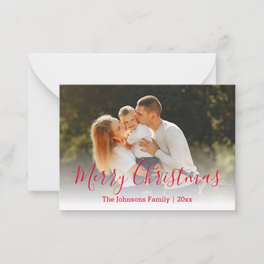 Vrolijk Kerstmis Moderne Kalligrafie Vakantie Foto Notitiekaartje (Voorkant)