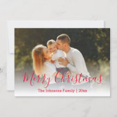 Vrolijk Kerstmis Moderne Kalligrafie Vakantie Foto Notitiekaartje (Voorkant)