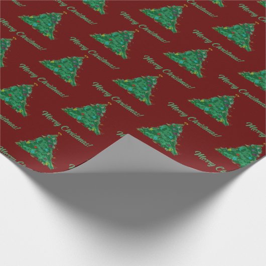 Vrolijk Kerstmis Moderne Kunst Schattige Tiny Tree Cadeaupapier (Hoek)