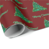 Vrolijk Kerstmis Moderne Kunst Schattige Tiny Tree Cadeaupapier (Rol Hoek)