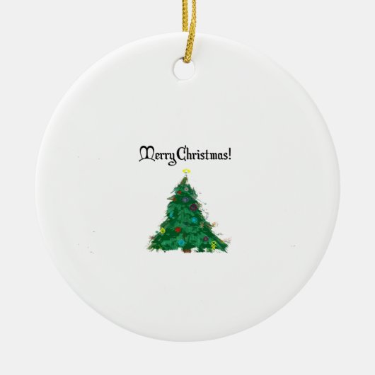 Vrolijk Kerstmis Moderne Kunst Schattige Tiny Tree Keramisch Ornament (Voorkant)