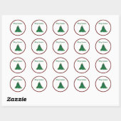 Vrolijk Kerstmis Moderne Kunst Schattige Tiny Tree Ronde Sticker (Vel)