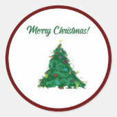 Vrolijk Kerstmis Moderne Kunst Schattige Tiny Tree Ronde Sticker (Voorkant)