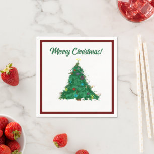 Vrolijk Kerstmis Moderne Kunst Schattige Tiny Tree Servet