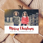 Vrolijk Kerstmis moderne rode & witte foto Briefkaart