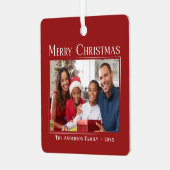 Vrolijk Kerstmis Moderne Stijl Elegante Familie Fo Metalen Ornament (Voorkant links)