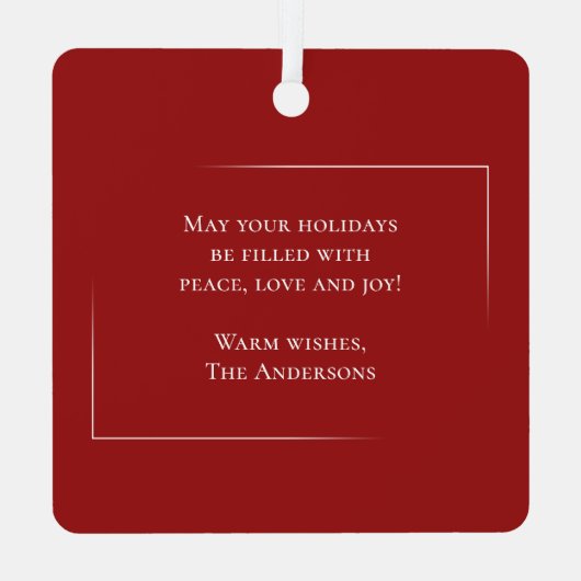 Vrolijk Kerstmis Moderne Stijl Elegante Familie Fo Metalen Ornament (Achterkant)