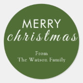 Vrolijk Kerstmis Moderne Typografie Ronde Sticker (Voorkant)