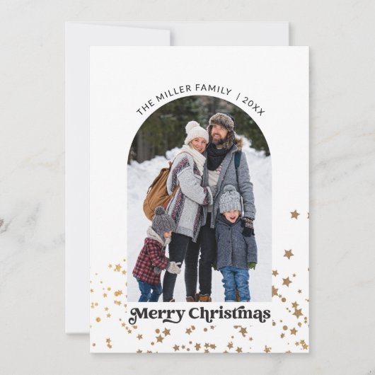 Vrolijk Kerstmis Moderne Vier Fotocollage Feestdagenkaart (Voorkant)