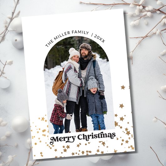 Vrolijk Kerstmis Moderne Vier Fotocollage Feestdagenkaart