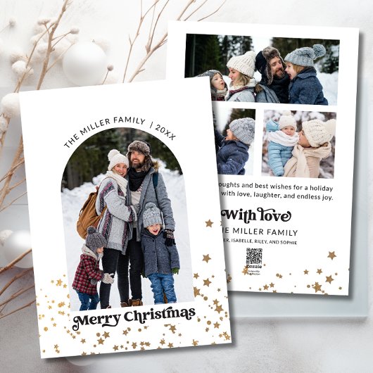 Vrolijk Kerstmis Moderne Vier Fotocollage Feestdagenkaart