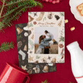 Vrolijk Kerstmis Moderne Waterverf Een foto Feestdagenkaart