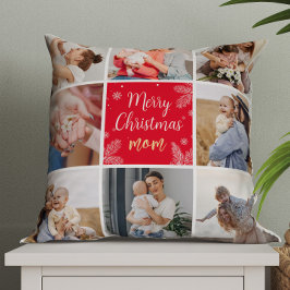 Vrolijk Kerstmis Moeder 8 Foto Familie Collage Kussen
