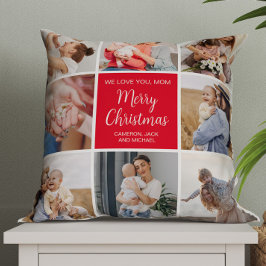 Vrolijk Kerstmis Moeder 8 Foto Familie Collage Kussen