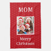 Vrolijk Kerstmis Moeder Rood En Wit Polka Dot Snee Theedoek (Verticaal)