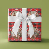 Vrolijk Kerstmis Moeder Rood Plaid Gepersonaliseer Cadeaupapier