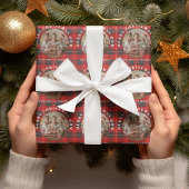 Vrolijk Kerstmis Moeder Rood Plaid Gepersonaliseer Cadeaupapier