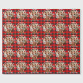 Vrolijk Kerstmis Moeder Rood Plaid Gepersonaliseer Cadeaupapier (Vlak)