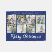Vrolijk Kerstmis Monogram Fotocollage | Marine Fleece Deken (Voorkant (Horizontaal))
