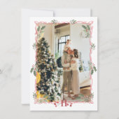 Vrolijk Kerstmis Monogram Holly Berry Foto Feestdagenkaart (Voorkant)