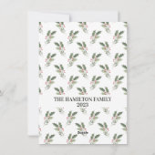 Vrolijk Kerstmis Monogram Holly Berry Foto Feestdagenkaart (Achterkant)