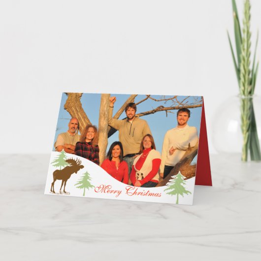 Vrolijk Kerstmis Moose 3 dennen Feestdagen Kaart (Voorkant)