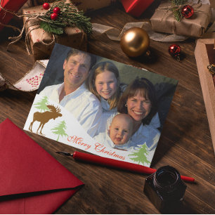 Vrolijk Kerstmis Moose 3 dennen Feestdagen Kaart