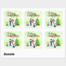 Vrolijk Kerstmis Morning Square Stickers