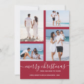 Vrolijk Kerstmis Multi Foto Crimson Vakantie Kaart (Voorkant)