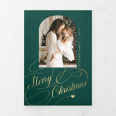 Vrolijk Kerstmis multi foto familiejaar in de revi Drieluik Wenskaart (Cover)