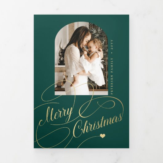 Vrolijk Kerstmis multi foto familiejaar in de revi Drieluik Wenskaart (Cover)