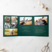 Vrolijk Kerstmis multi foto familiejaar in de revi Drieluik Wenskaart (Binnen)