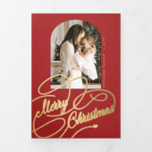 Vrolijk Kerstmis multi foto familiejaar in de revi Drieluik Wenskaart (Cover)