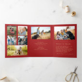 Vrolijk Kerstmis multi foto familiejaar in de revi Drieluik Wenskaart (Binnen)