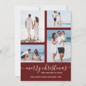 Vrolijk Kerstmis Multi Foto Maroon Feestdagenkaart (Voorkant)