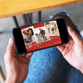 Vrolijk Kerstmis Multi Foto Rood Vakantie Plaid Feestdagenkaart