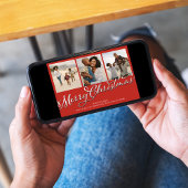 Vrolijk Kerstmis Multi Foto Rood Vakantie Plaid Feestdagenkaart