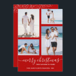 Vrolijk Kerstmis Multi Foto Scarlet Feestdagenkaart<br><div class="desc">Upload uw favoriete 4 foto's naar deze kerstkaart met uw groet in chique belettering op een rode achtergrond (of een andere kleur) met scharlaken. Selecteer Matte voor het zwaarste papier en High Definition voor de beste fotokwaliteit. MEER KLEUREN voor u gedaan in onze winkel.</div>