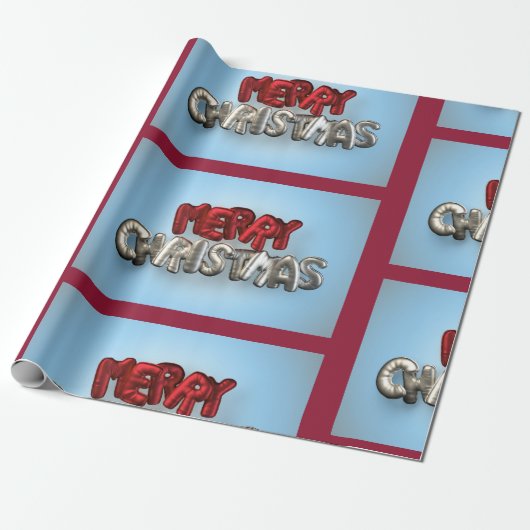 Vrolijk Kerstmis Mylar Ballons Lettering Cadeaupapier (Uitgerold)