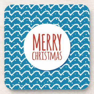 Vrolijk Kerstmis Naadloos Patroon Blauwe Textuur Bier Onderzetter