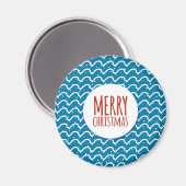 Vrolijk Kerstmis Naadloos Patroon Blauwe Textuur Magneet (Voorkant / Achterkant)