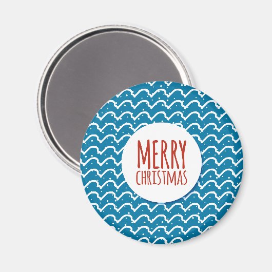 Vrolijk Kerstmis Naadloos Patroon Blauwe Textuur Magneet (Voorkant / Achterkant)