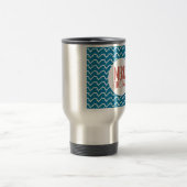 Vrolijk Kerstmis Naadloos Patroon Blauwe Textuur Reisbeker (Center)