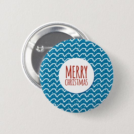 Vrolijk Kerstmis Naadloos Patroon Blauwe Textuur Ronde Button 5,7 Cm (Voorkant /achterkant)