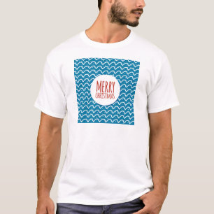 Vrolijk Kerstmis Naadloos Patroon Blauwe Textuur T-shirt