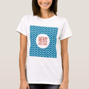 Vrolijk Kerstmis Naadloos Patroon Blauwe Textuur T-shirt