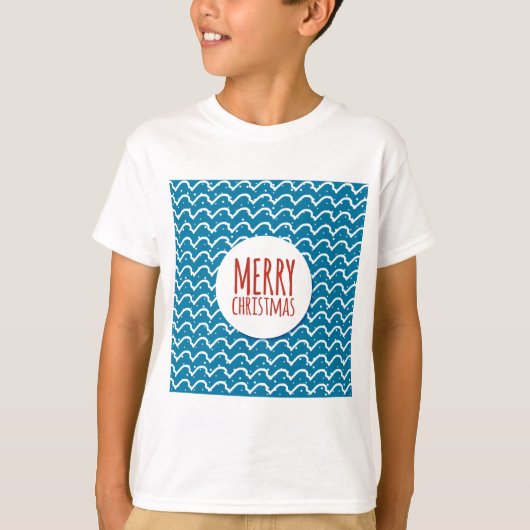 Vrolijk Kerstmis Naadloos Patroon Blauwe Textuur T-shirt (Voorkant)