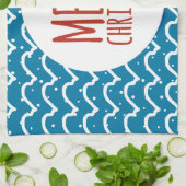 Vrolijk Kerstmis Naadloos Patroon Blauwe Textuur Theedoek (Gevouwen)